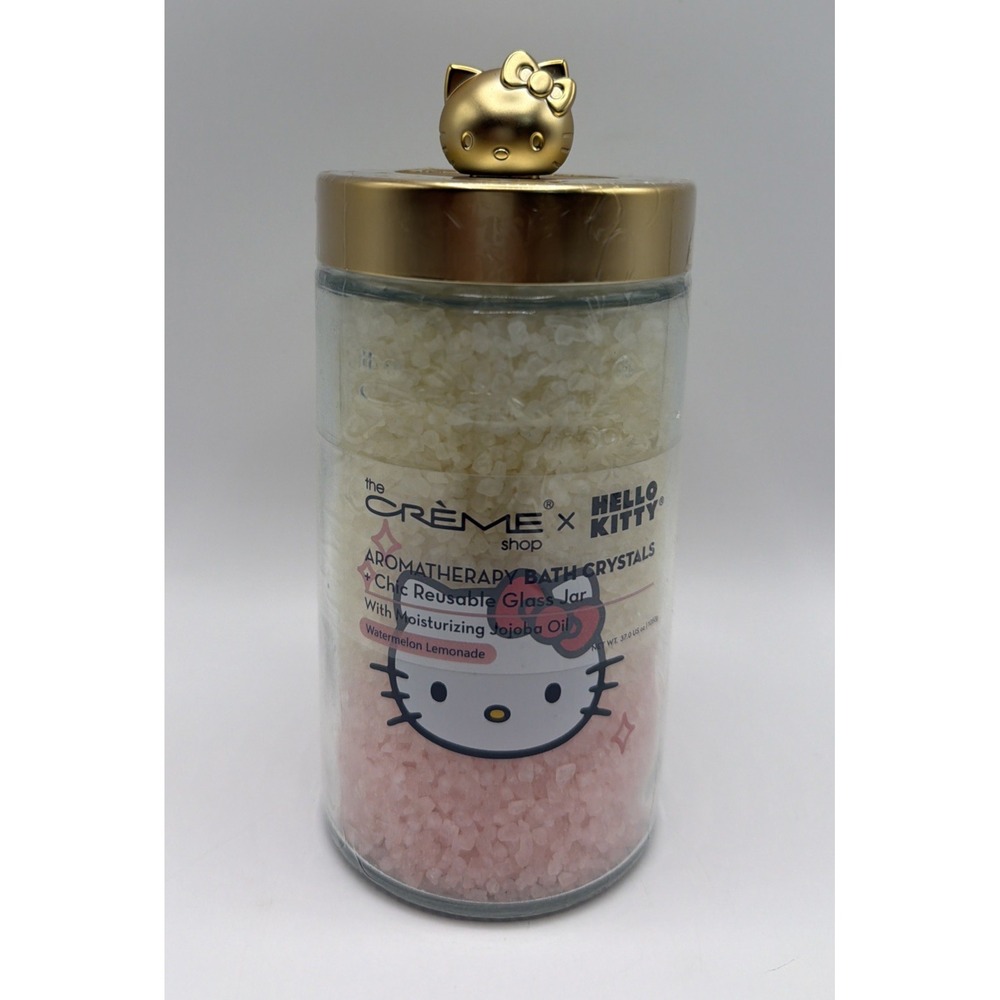 Crème Shop X Hello Kitty Bath Crystals w/Reusable Glass Jar Watermelon/Lemon.
